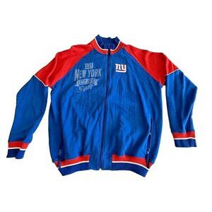 XXL Mens NFL New York Giants Football Full Zip Cotton Jersey Jacket with Pockets